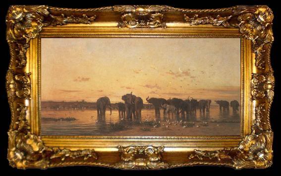 framed  Charles Tournemine Elephants at Sunset, ta009-2